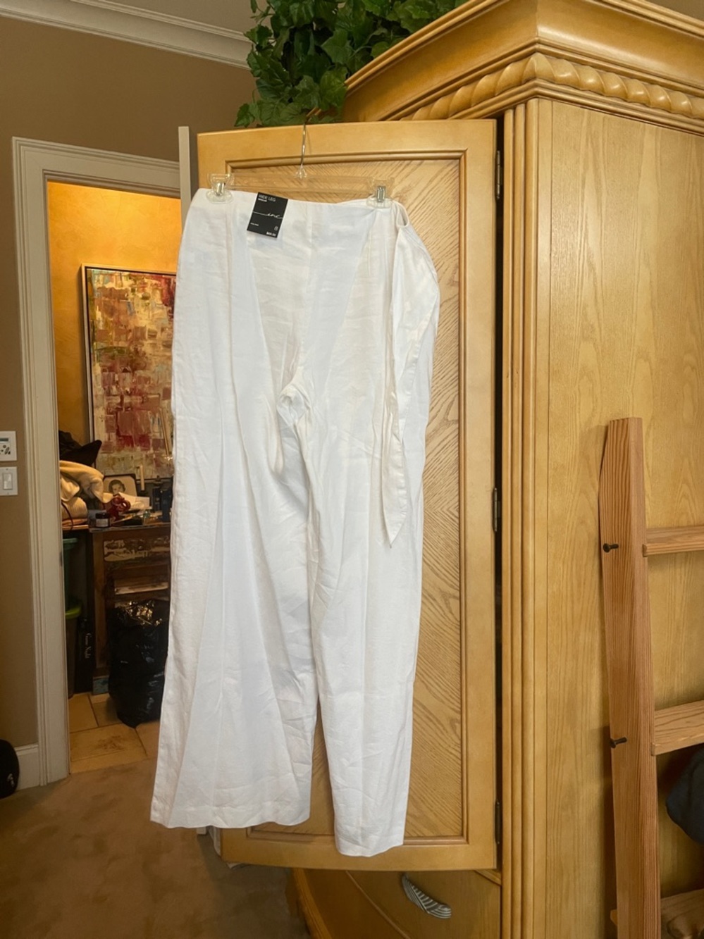 Inc international concepts white wide leg linen blend pants size 8 - Picture 3 of 6